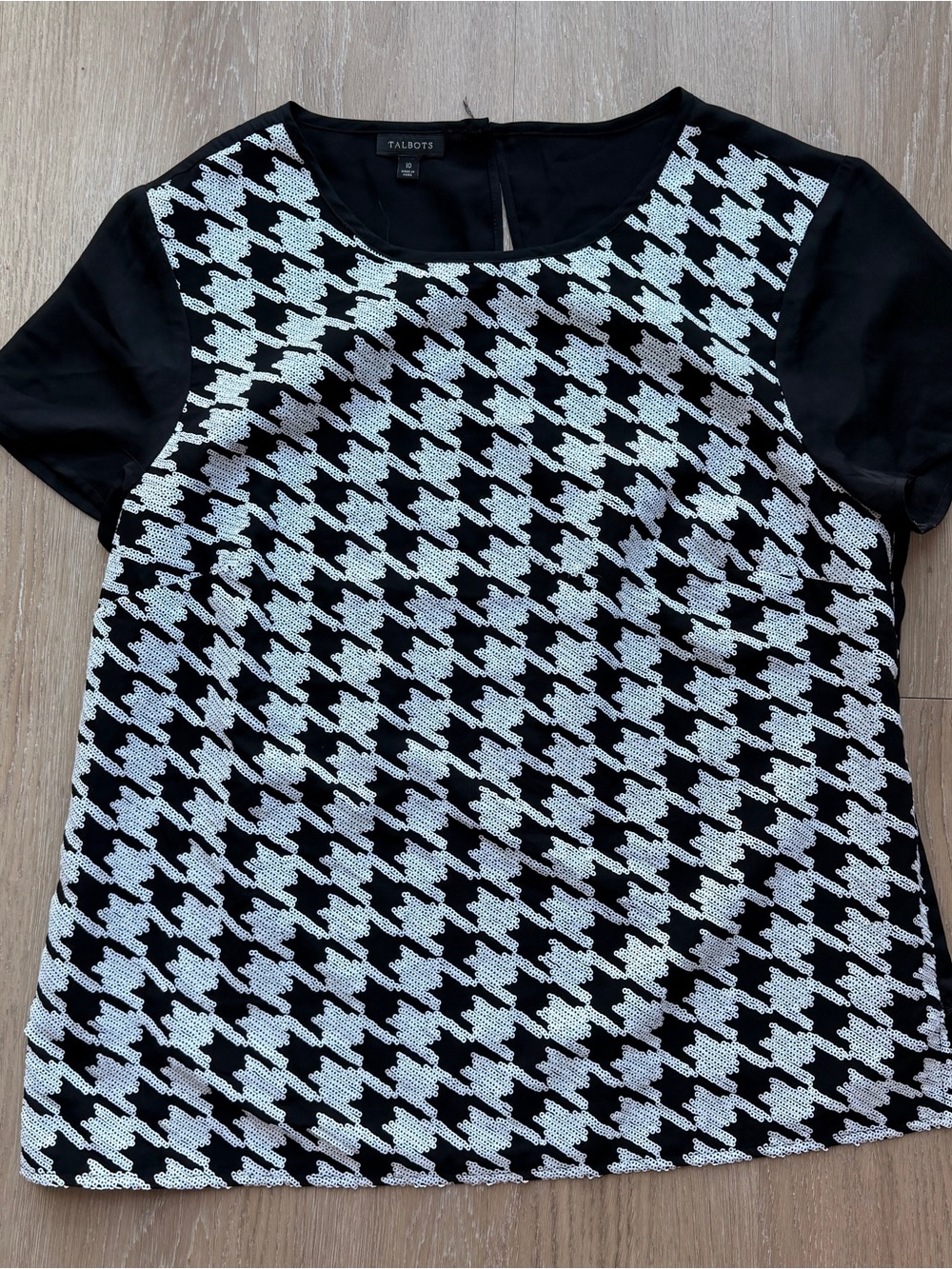 Talbots houndstooth sequin top